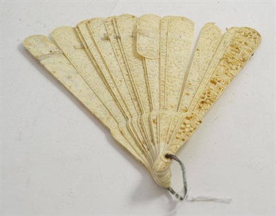 Lot 72 - A Cantonese ivory brisee fan with eighteen sticks (a.f.)