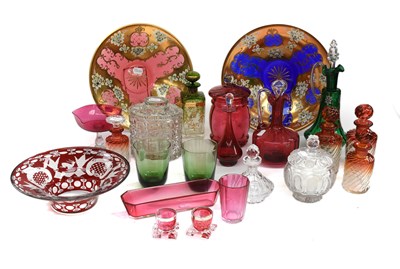 Lot 347 - A Cranberry Glass Scent Bottle and Stopper A...