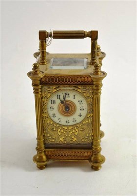Lot 109 - Brass mounted carriage clock