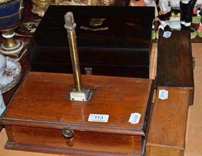 Lot 113 - An ebonised box and three other boxes