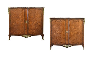Lot 332 - A Pair of Louis XV-Style Kingwood, Tulipwood...