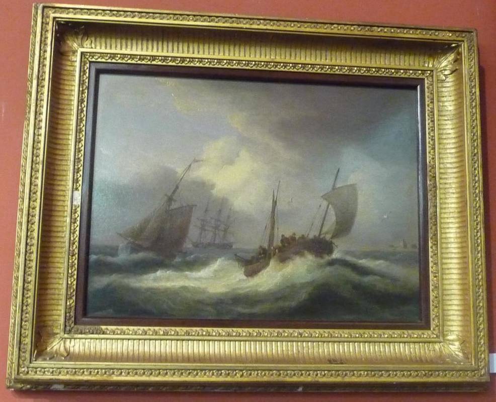 Lot 694 - Dutch School (early 19th century) Fishing boat and other ships off the coast Indistinctly...
