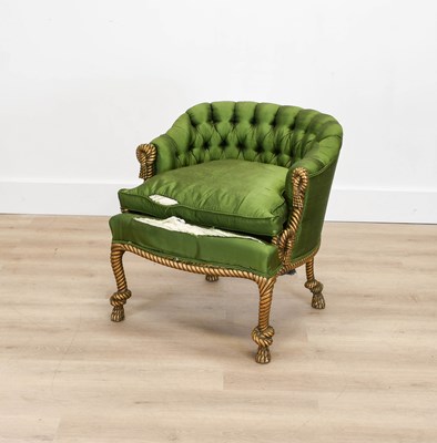 Lot 86 - A Carved Giltwood Tub-Shape Armchair, probably...