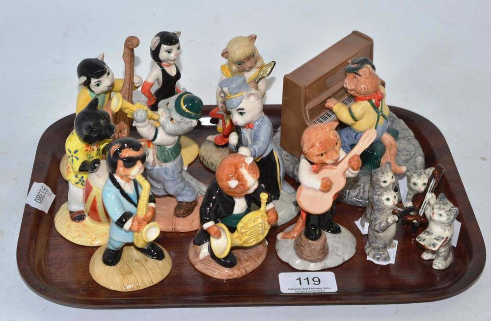 Lot 119 - Beswick cat band figures including CC3, CC2, CC6, CC8, CC5, CC1, CC7, CC4, CC10, CC9, and four...