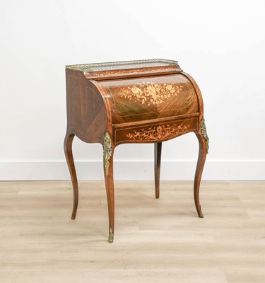 Lot 7 - A Louis XV-Style Rosewood and Marquetry-Inlaid...