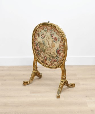Lot 43 - A French Carved Giltwood and Needlework Fire...
