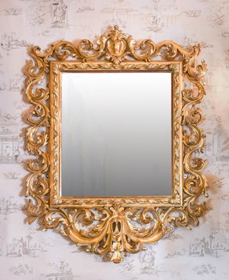 Lot 6 - A Carved Giltwood Rococo-Style Mirror, 19th...