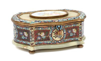 Lot A French Porcelain-Mounted Champlevé and Onyx...
