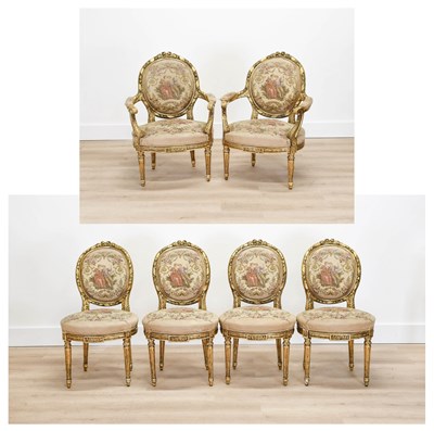 Lot 5 - A Set of Six (4+2) French Louis XVI-Style...