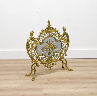 Lot 27 - A French Gilt-Brass Fire Guard, late 19th...