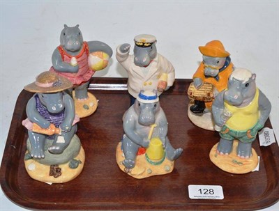 Lot 128 - Six Beswick 'Hippos on Holiday' figures including HH5, HH6, HH3, HH2, HH1 and HH4