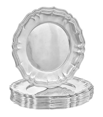 Lot A Set of Twelve German Silver Dinner-Plates