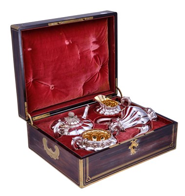 Lot A Cased Four-Piece French Silver Tea and Coffee-Service