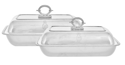Lot A Pair of George III Silver Entrée-Dishes, Covers and Handles