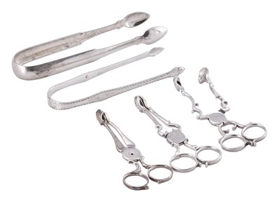 Lot 96 - Three Pairs of George II Silver Sugar-Nips