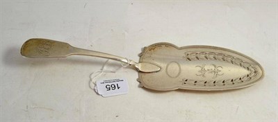 Lot 165 - Georgian silver fish slice, London, inscribed 1914 to the reverse