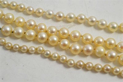Lot 168 - A strand of cultured pearls with a 9ct gold clasp, and another strand