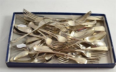 Lot 181 - Composite set of Old English pattern silver flatware comprising eleven table forks, six table...