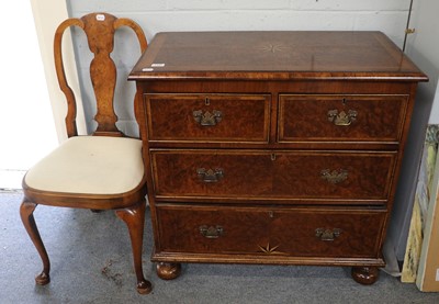 Lot 1142 - A Reproduction Burr Walnut Three Height Chest,...