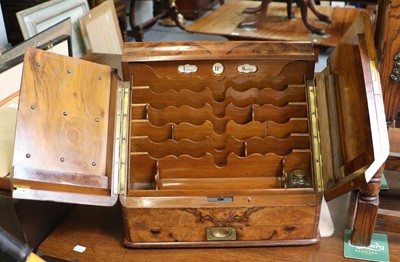 Lot 1178 - A Victorian Figured Walnut Stationary Cabinet,...