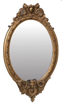 Lot 1339 - An Oval Gilt Framed Girandole Mirror, with...