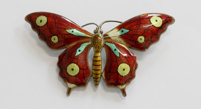 Lot 297 - A Silver Enamel Butterfly Brooch, by Charles...