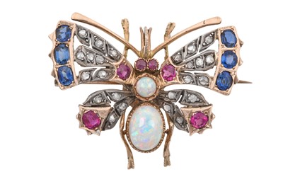 Lot 2329 - An Opal, Diamond, Sapphire and Ruby Butterfly...