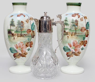 Lot 75 - A Pair of Victorian Opaque Glass Vases,...