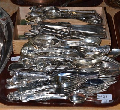 Lot 191 - Tray of assorted plated flatware