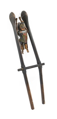 Lot 186 - A Painted Pine Acrobat Squeeze Toy, late...