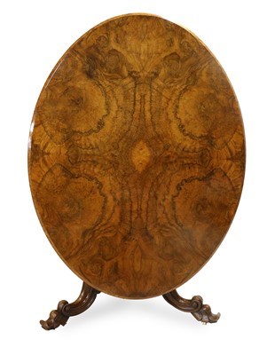 Lot 672 - A Victorian Figured Walnut Flip-Top Oval...