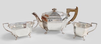 Lot 1 - A Three-Piece George VI Silver Tea-Service, by...