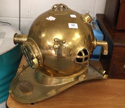 Lot 181 - A Reproduction Brass US Navy Diving Helmet,...