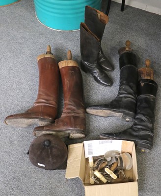 Lot 182 - Three Pairs of Leather Riding Boots, together...