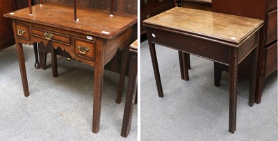 Lot 1208 - A George III Oak Three Drawer Lowboy, banded...