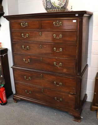 Lot 1249 - A George III Mahogany Chest on Chest, with...