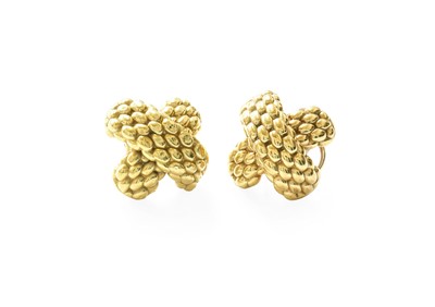 Lot 381 - A Pair of Earrings, by Fope, the x-motifs of...