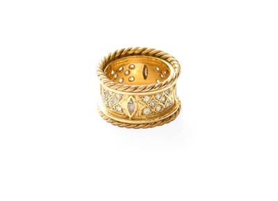 Lot 351 - An 18 Carat Gold Diamond Ring, the broad shank...