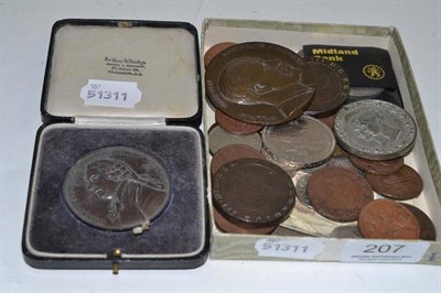 Lot 207 - Cased medical medallion and another awarded to J.Johnston, various coins, etc