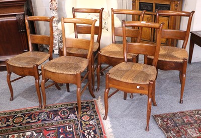 Lot 1214 - Set of Six French Rush Seated Chairs