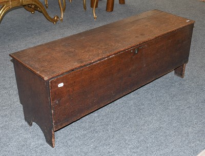 Lot 1297 - An 18th Century Oak Six Plank Chest, with...