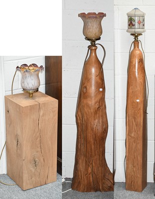 Lot 1302 - Two Rustic Hardwood Standard Lamp Bases,...