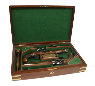 Lot 395 - A Pair of 19th Century Flintlock Duelling...