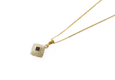 Lot 422 - A 9 Carat Gold Sapphire and Diamond Sapphire...