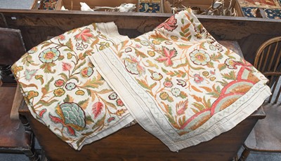 Lot 1320 - A Pair of 20th Century Crewelwork Panels,...