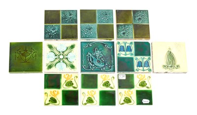 Lot 124 - Three Pilkington's 6" Tiles, decorated with...