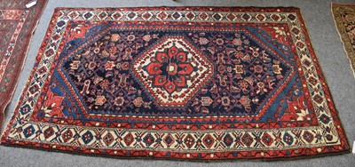 Lot 1238 - Malayer Rug, the deep indigo Herati field...