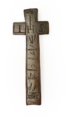 Lot 244 - An Irish Fruitwood Penal Cross, dated 1762,...