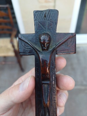 Lot 244 - An Irish Fruitwood Penal Cross, dated 1762,...