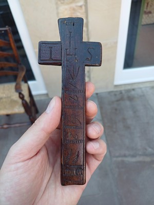 Lot 244 - An Irish Fruitwood Penal Cross, dated 1762,...